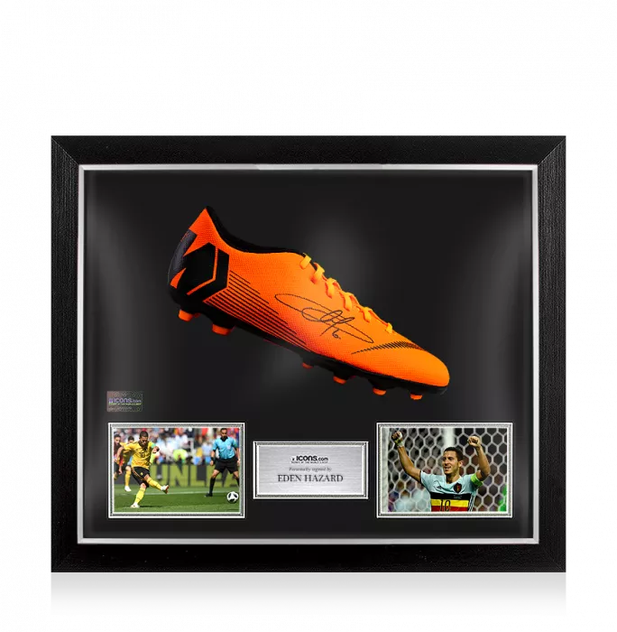 Eden Hazard Signed Total Orange Nike Mercurial Vapor XII Boot In Bubble Frame: Option 1