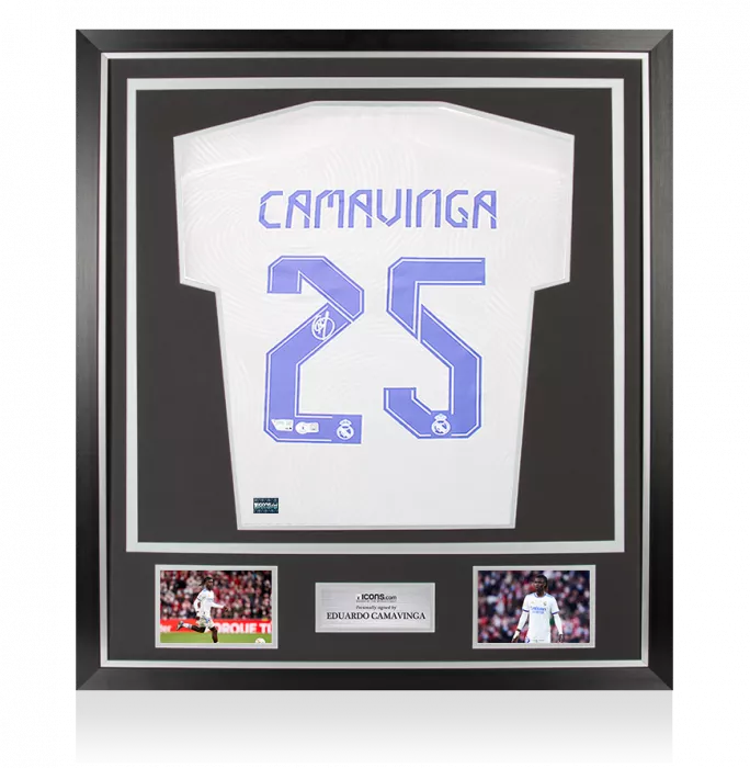 Eduardo Camavinga Back Signed Real Madrid CF 2021-22 Home Shirt In Classic Frame