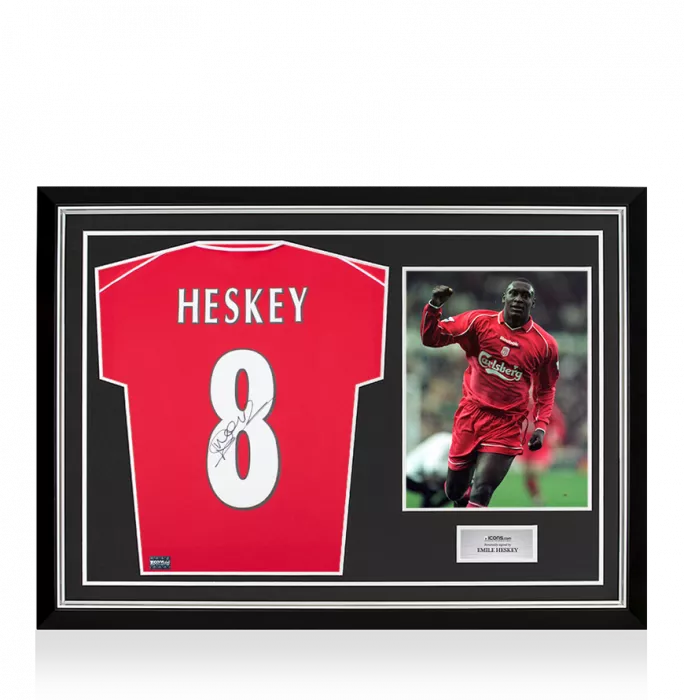 Emile Heskey Back Signed Liverpool 2000-02 Home Shirt In Hero Frame: Option 1