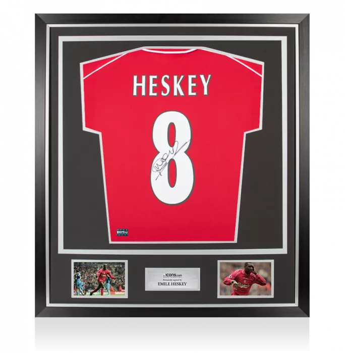 Emile Heskey Back Signed Liverpool 2000-02 Home Shirt In Classic Frame