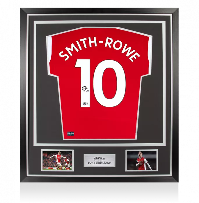 Emile Smith Rowe Back Signed Arsenal 2021-22 Home Shirt In Classic Frame