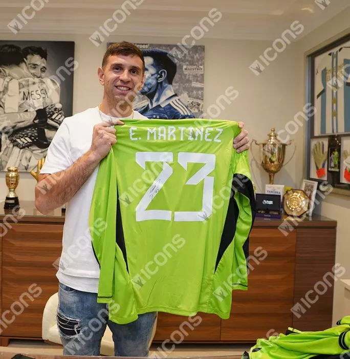 Emiliano Martinez Back Signed Adidas TIRO Goalkeeper Shirt In Classic Frame