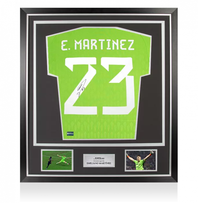 Emiliano Martinez Back Signed Adidas TIRO Goalkeeper Shirt In Classic Frame