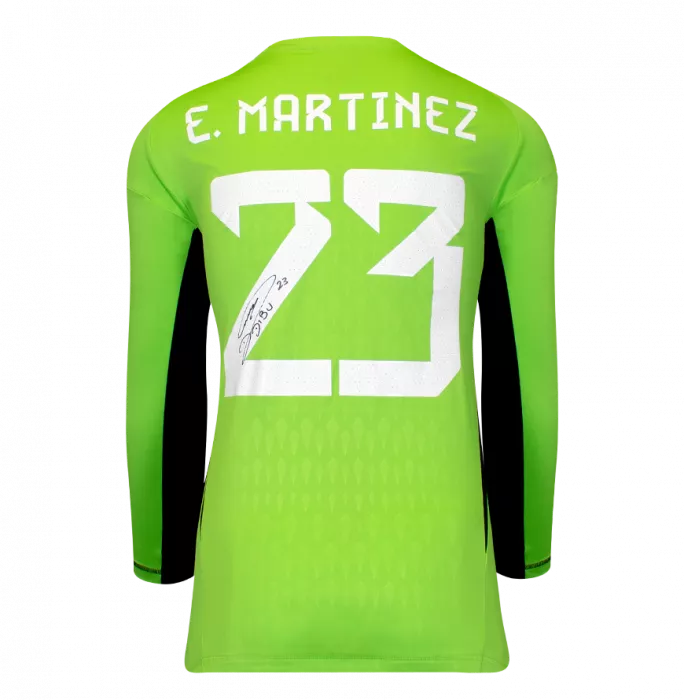 Emiliano Martinez Back Signed Adidas TIRO Goalkeeper Shirt In Hero Frame: Option 1