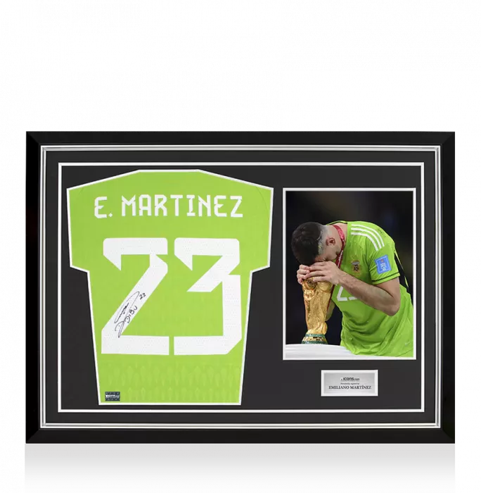 Emiliano Martinez Back Signed Adidas TIRO Goalkeeper Shirt In Hero Frame: Option 1