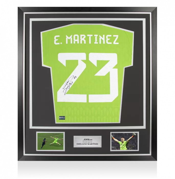 Emiliano Martinez Back Signed Adidas TIRO Goalkeeper Shirt In Classic Frame