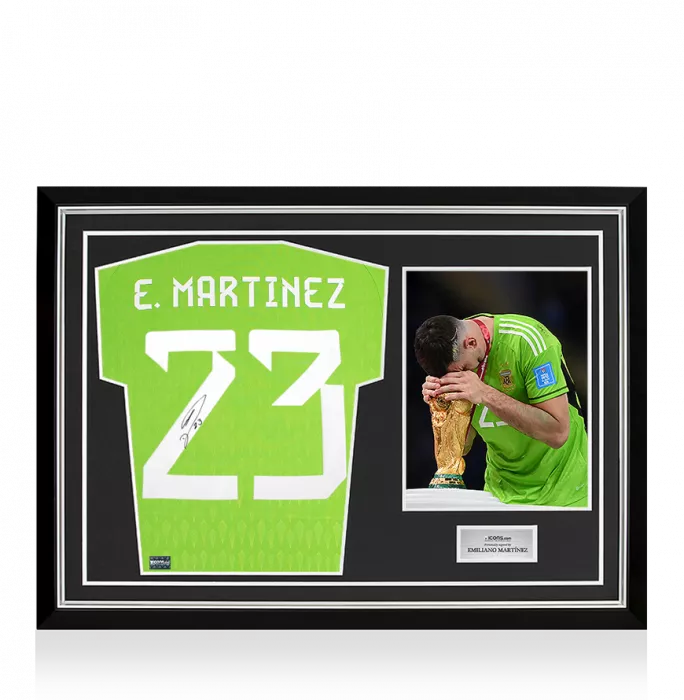 Emiliano Martinez Back Signed Adidas TIRO Goalkeeper Shirt In Hero Frame: Option 1