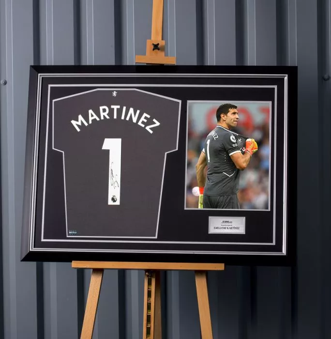 Emiliano Martinez Back Signed Aston Villa 2022-23 Home Goalkeeper Shirt In Hero Frame: Option 1