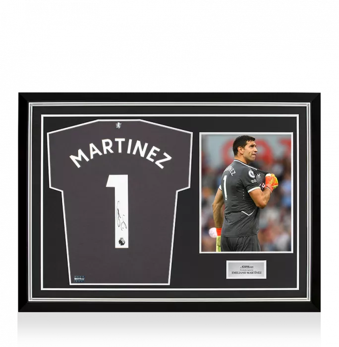 Emiliano Martinez Back Signed Aston Villa 2022-23 Home Goalkeeper Shirt In Hero Frame: Option 1