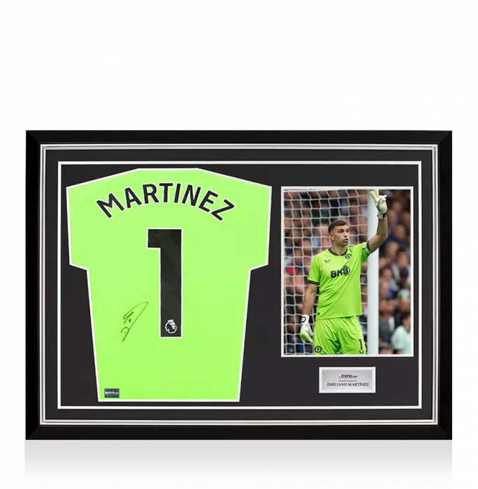 Emiliano Martinez Back Signed Aston Villa 2023-24 Away Goalkeeper Shirt In Hero Frame: Option 1