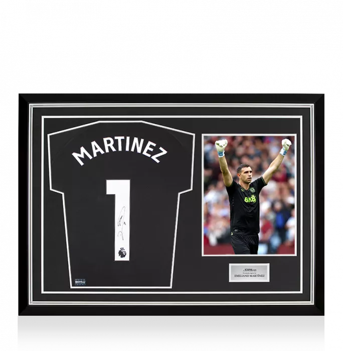 Emiliano Martinez Back Signed Aston Villa 2023-24 Home Goalkeeper Shirt In Hero Frame: Option 1