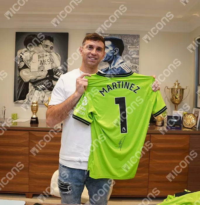 Emiliano Martinez Back Signed Aston Villa 2023-24 Away Goalkeeper Shirt: Signed In Black In Classic Frame