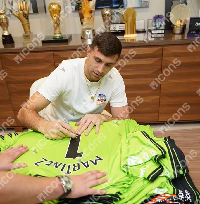 Emiliano Martinez Back Signed Aston Villa 2023-24 Away Goalkeeper Shirt: Signed In Silver