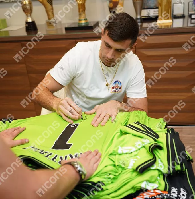 Emiliano Martinez Back Signed Aston Villa 2023-24 Away Goalkeeper Shirt: Signed In Black