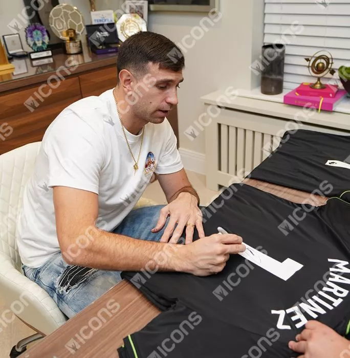 Emiliano Martinez Back Signed Aston Villa 2023-24 Home Goalkeeper Shirt