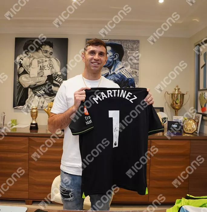 Emiliano Martinez Back Signed Aston Villa 2023-24 Home Goalkeeper Shirt