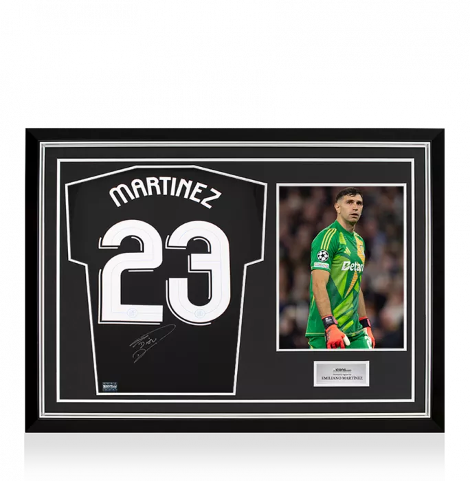 Emiliano Martinez Back Signed Aston Villa 2024-25 Goalkeeper Shirt In Hero Frame: Option 1
