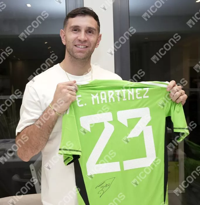 Emiliano Martinez & Lautaro Martinez Signed Argentina Home Shirts In Classic Dual Frame