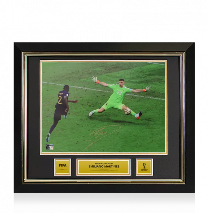 Emiliano Martinez Official 2022 FIFA World Cup™ Signed And Framed Argentina Photo: Iconic World Cup Final Save