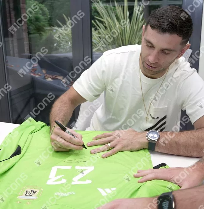 Emiliano Martinez Official 2022 FIFA World Cup™ Front Signed And Hero Framed Argentina 2022 Home Goalkeeper Shirt