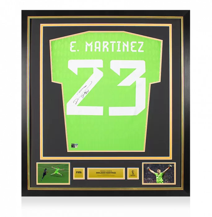 Emiliano Martinez Official 2022 FIFA World Cup™ Back Signed and Framed Argentina 2022 Home Goalkeeper Shirt