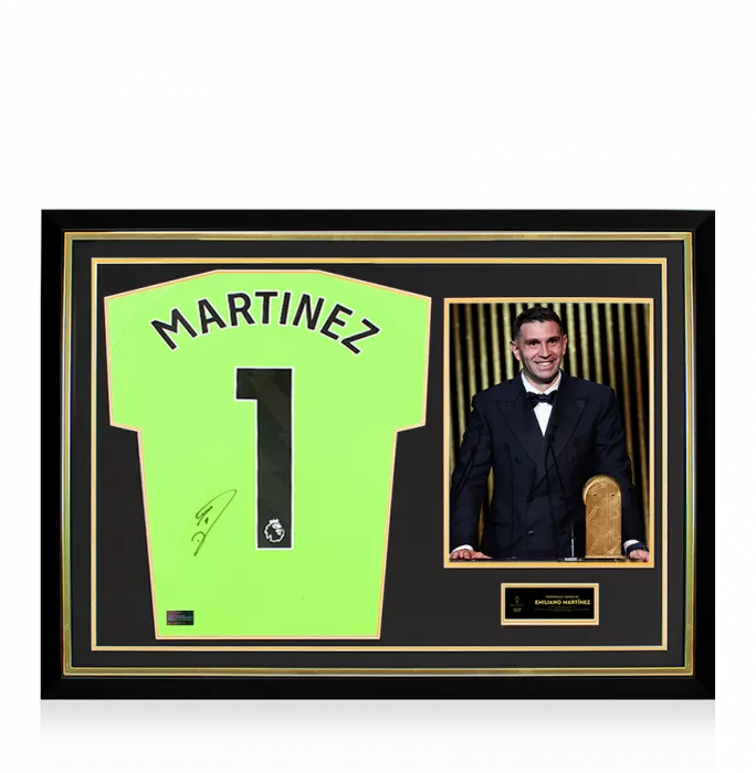 Emiliano Martinez Official Ballon D'Or™ Back Signed And Hero Framed Aston Villa 2023-24 Away Goalkeeper Shirt: 2024 Yachine Trophy Winner
