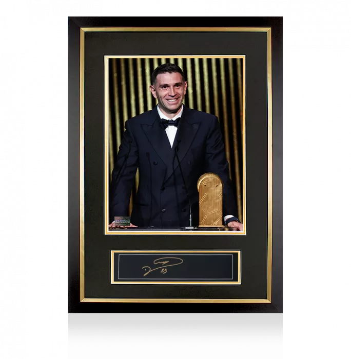 Emiliano Martinez Official Ballon d'Or™ Signed Plaque and Photo Frame- Signed In Gold: 2024 Yachine Trophy Winner