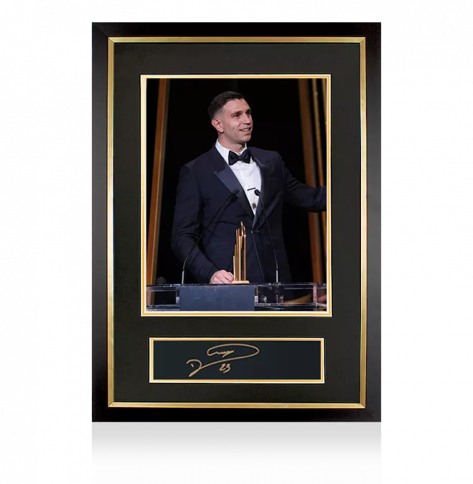 Emiliano Martinez Official Ballon d'Or™ Signed Plaque and Photo Frame- Signed In Gold: 2024 Yachine Trophy Winner