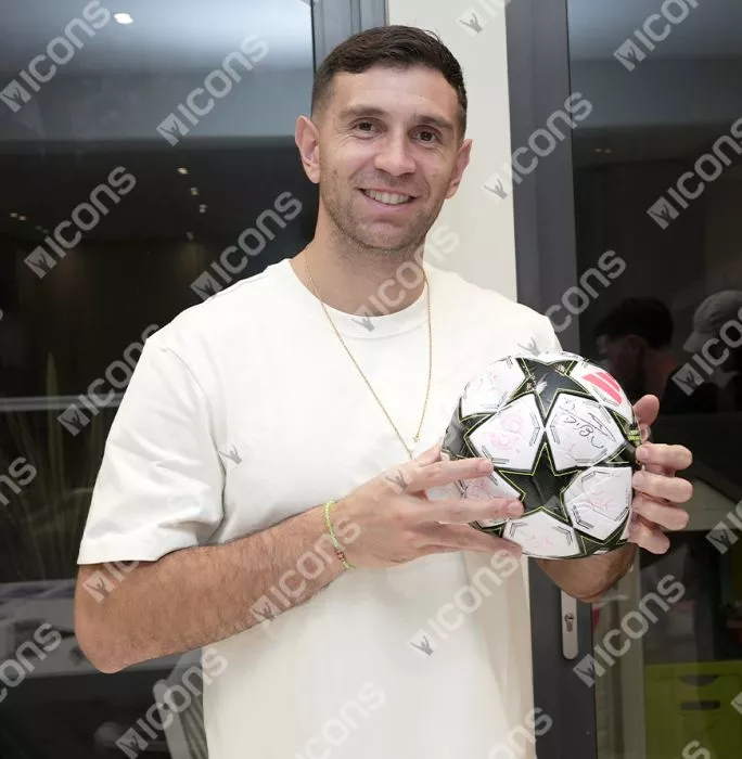 Emiliano Martinez Official UEFA Champions League Signed Football In Acrylic Case