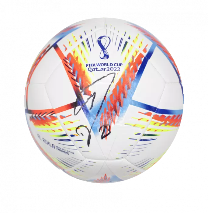 Emiliano Martinez Signed 2022 FIFA World Cup Football In Acrylic Case