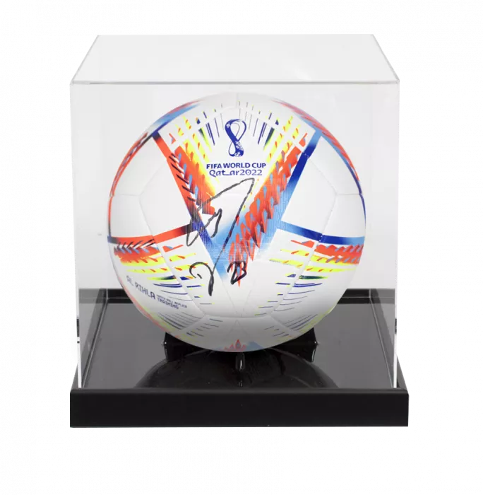 Emiliano Martinez Signed 2022 FIFA World Cup Football In Acrylic Case