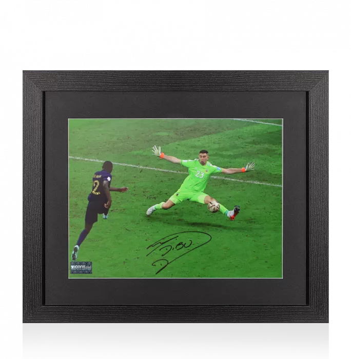 Emiliano Martinez Signed Argentina Photo In Black Wooden Frame: Iconic 2022 FIFA World Cup Final Save