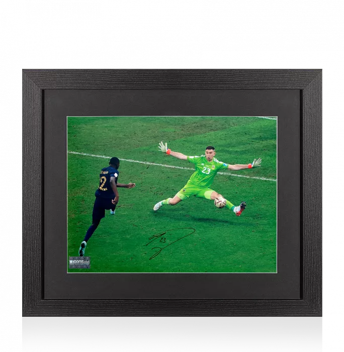 Emiliano Martinez Signed Argentina Photo In Black Wooden Frame: Iconic 2022 FIFA World Cup Final Save