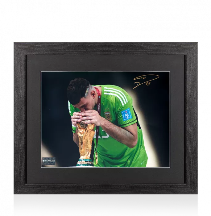Emiliano Martinez Signed Argentina Photo In Black Wooden Frame: 2022 FIFA World Cup Winner