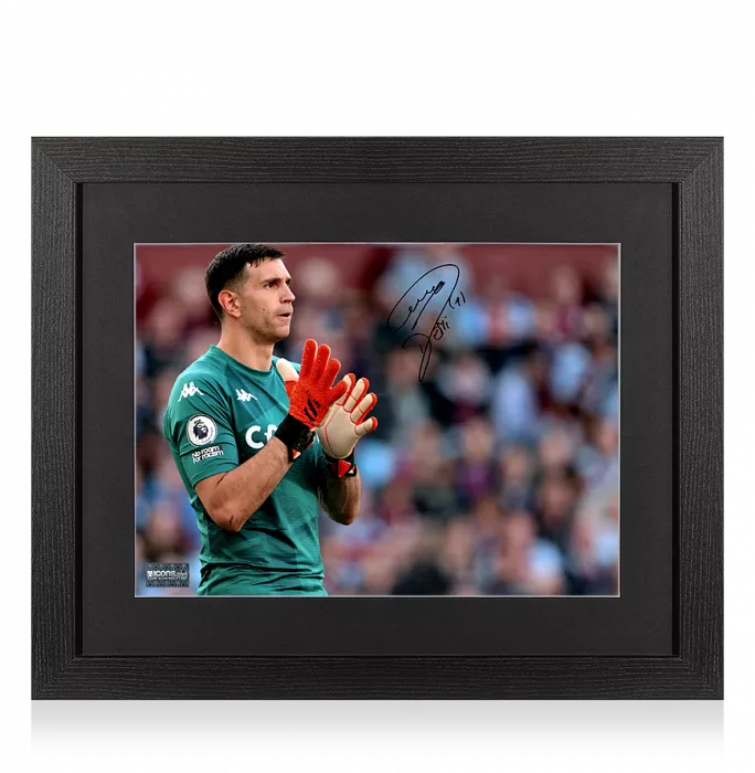 Emiliano Martinez Signed Aston Villa Photo In Black Wooden Frame