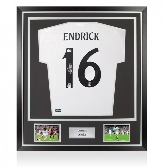 Endrick Back Signed Real Madrid CF 2024-25 Home Shirt In Classic Frame