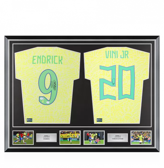 Endrick & Vinicius Jr Signed Brazil Shirts In Classic Dual Frame