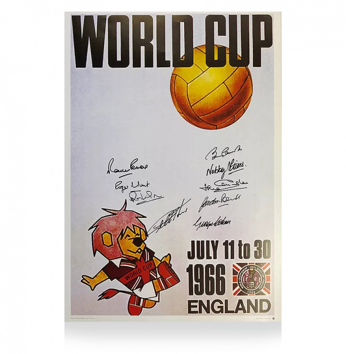 England 1966 FIFA World Cup Poster Signed By Nine