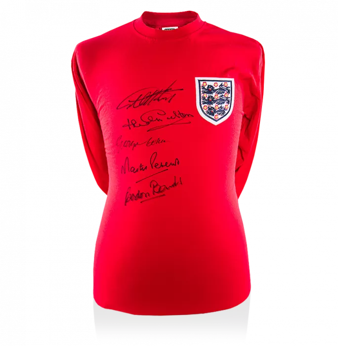 England 1966 Shirt Signed By Five: Three Lions Edition