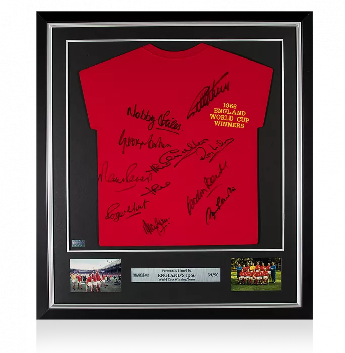 England 1966 Shirt Signed By Ten In Premium Frame: FIFA World Cup Winners Edition
