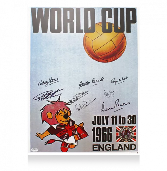England Squad Signed 1966 FIFA World Cup Poster Print: Signed By Eight