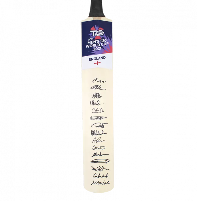 England Team Signed 2021 ICC World Twenty20 Cricket Bat