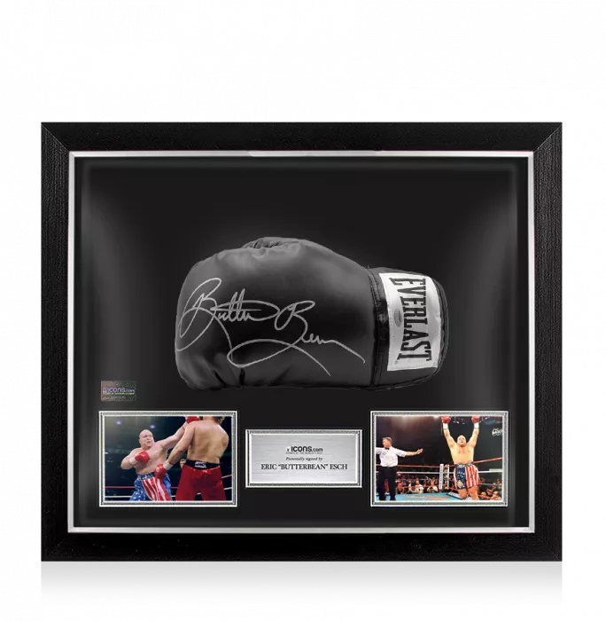 Eric 'Butterbean' Esch Signed Everlast Black Boxing Glove In Bubble Frame: Option 1