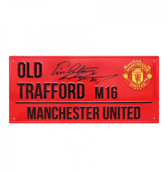 Eric Cantona and Wayne Rooney Dual Signed Old Trafford Street Sign