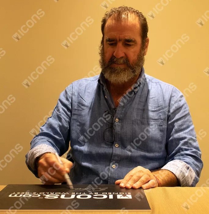 Eric Cantona Back Signed Black Manchester United Shirt In Classic Frame