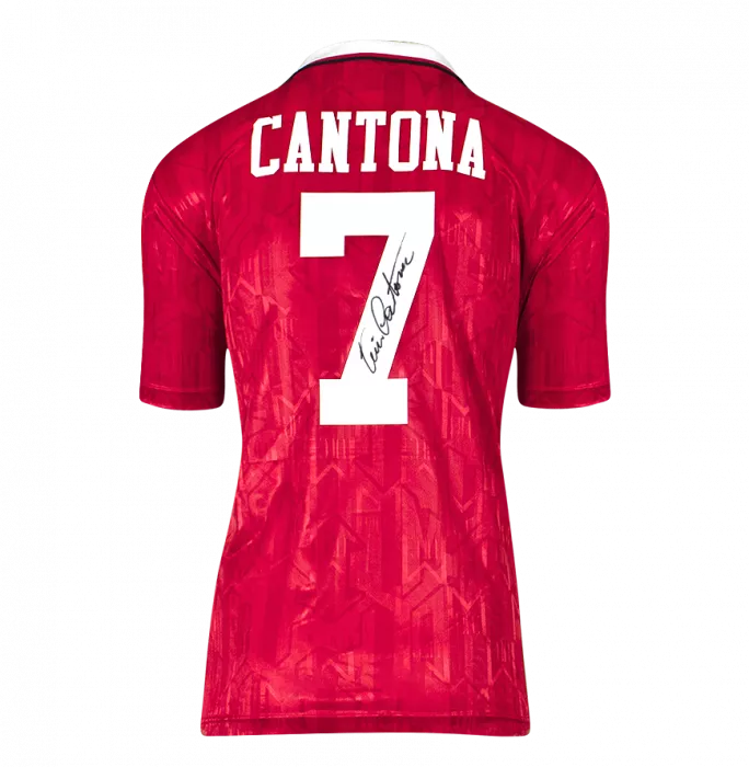 Eric Cantona Back Signed Manchester United 1992-94 Home Shirt In Hero Frame: Option 1