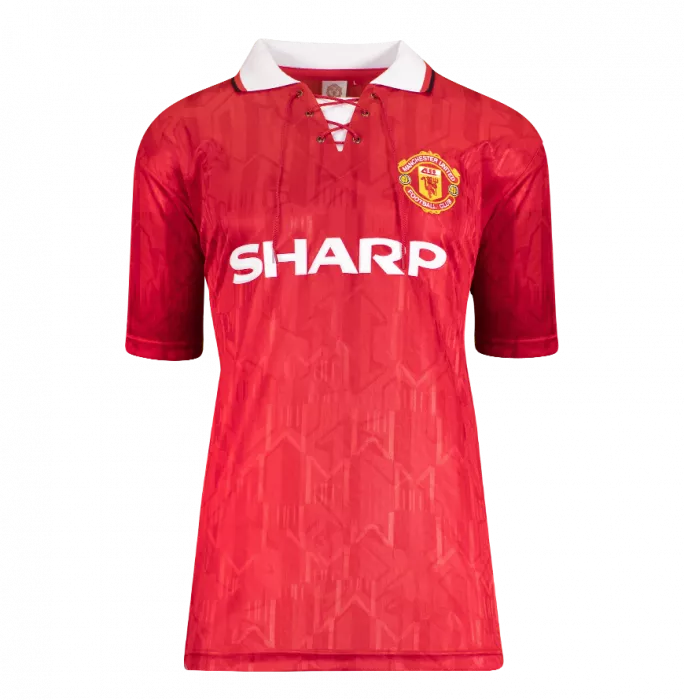 Eric Cantona Back Signed Manchester United 1992-94 Home Shirt In Classic Frame