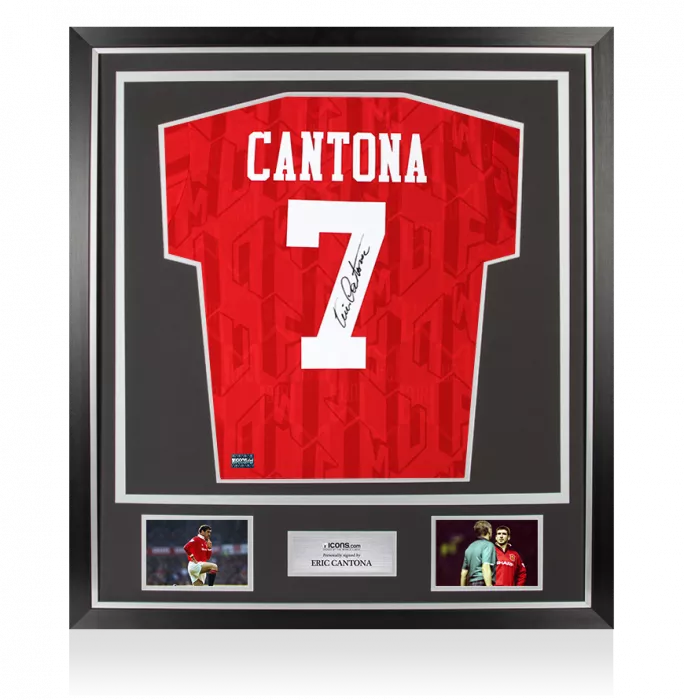 Eric Cantona Back Signed Manchester United 1992-94 Home Shirt In Classic Frame