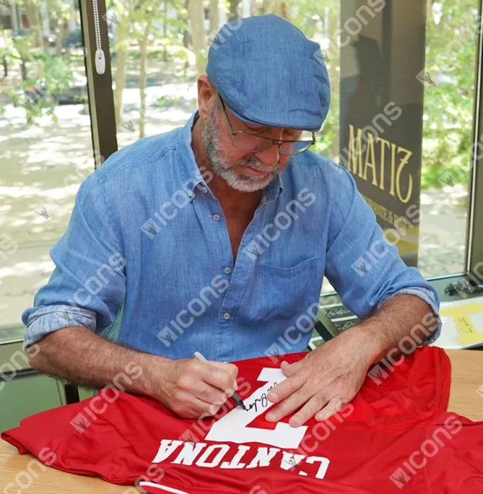 Eric Cantona Back Signed Manchester United 1992-94 Home Shirt In Hero Frame: Option 1