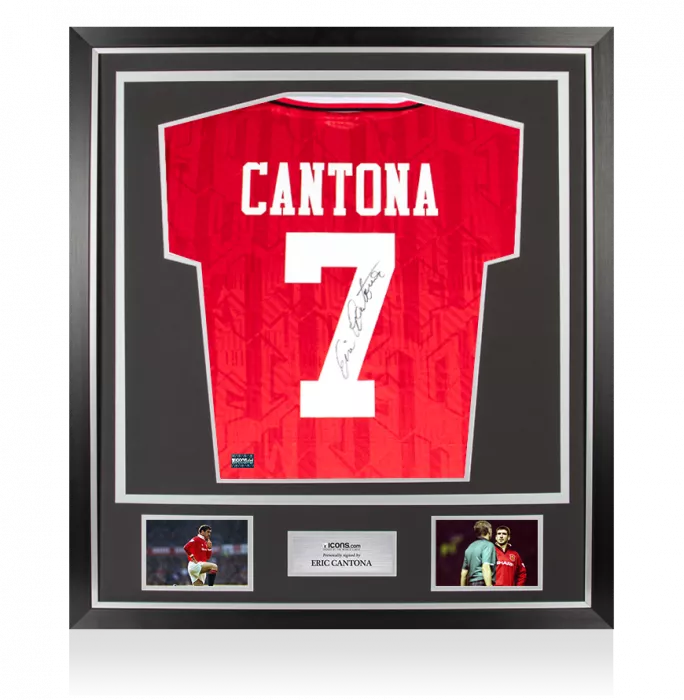 Eric Cantona Back Signed Manchester United 1992-94 Home Shirt In Classic Frame